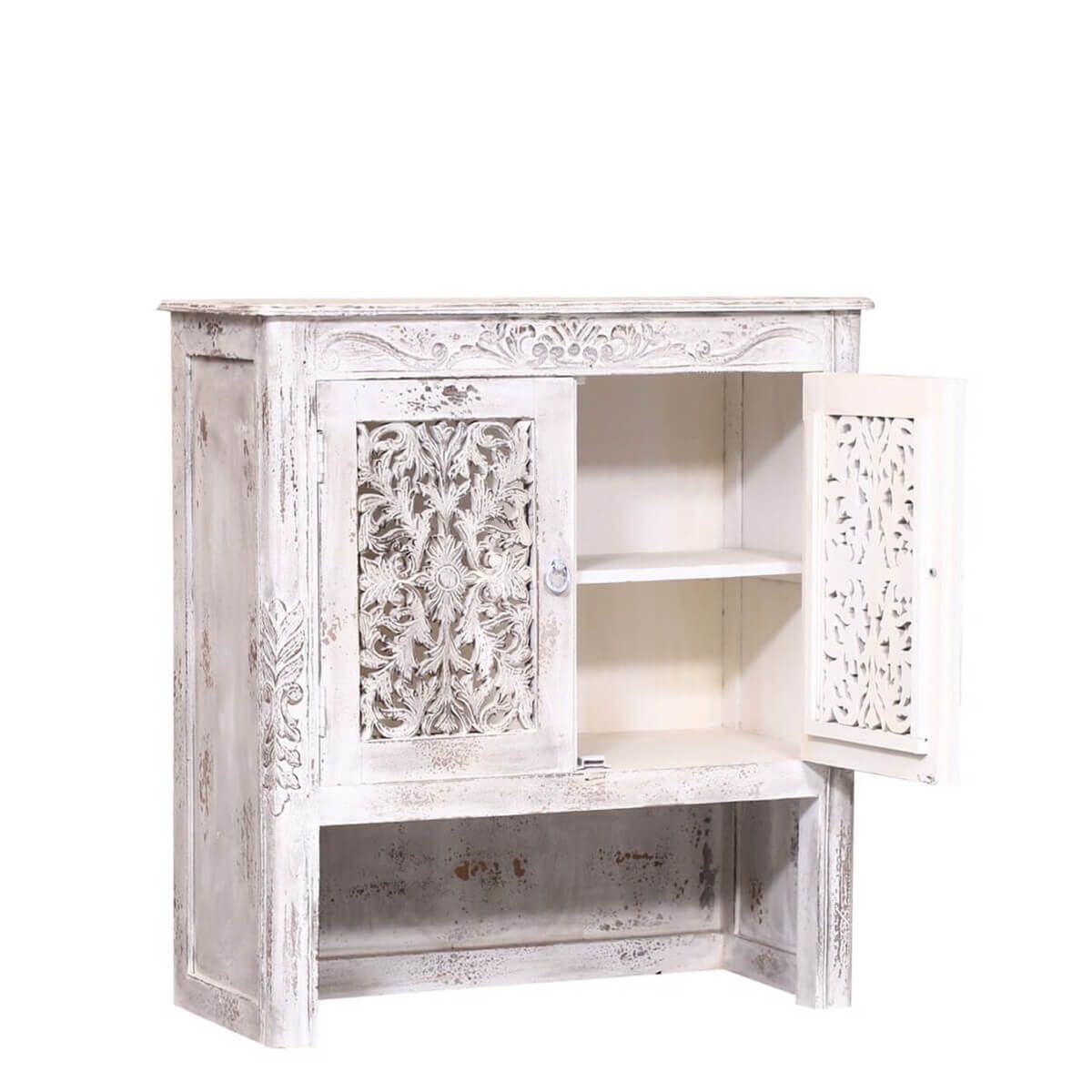 SILANG Hand Carved Solid Wood Storage Cabinet With Doors
