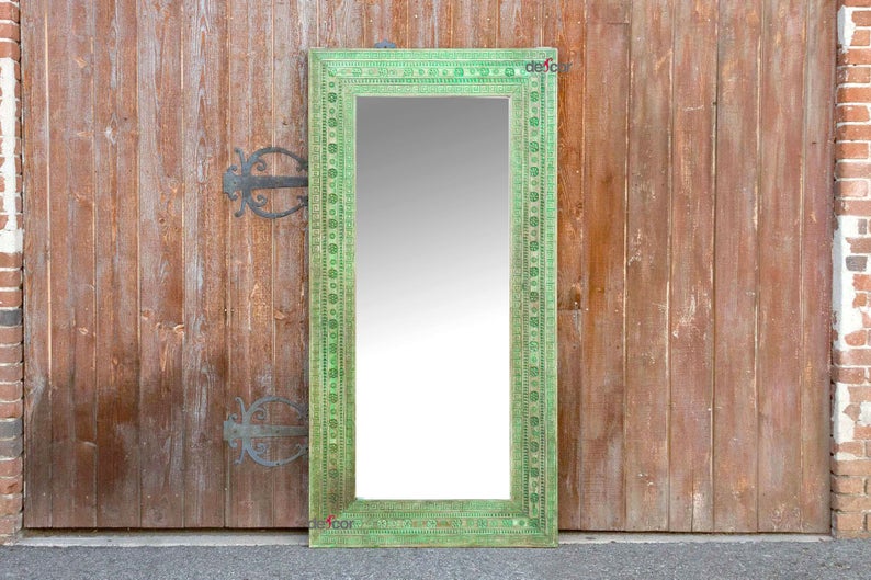 Hpa-si Greenwash Tribal Carved Large Mirror