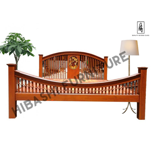 Modern Indian Hand Carved Mango Wood Bed