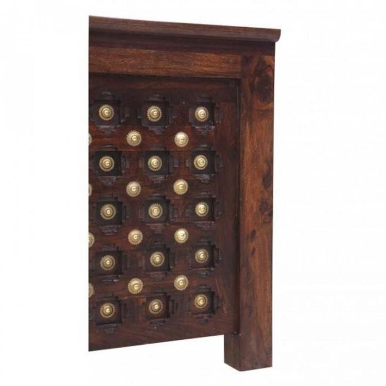 Brass Work Indian Antique Style Solid Wood Bed Frame