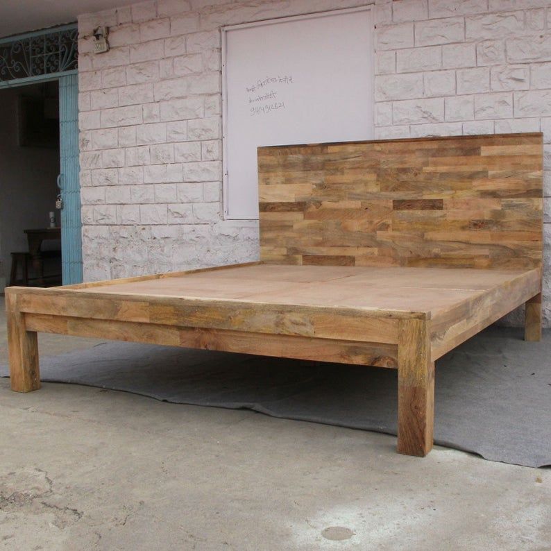 Chip Design Contemporary Boston Bed Mango Wood Frame