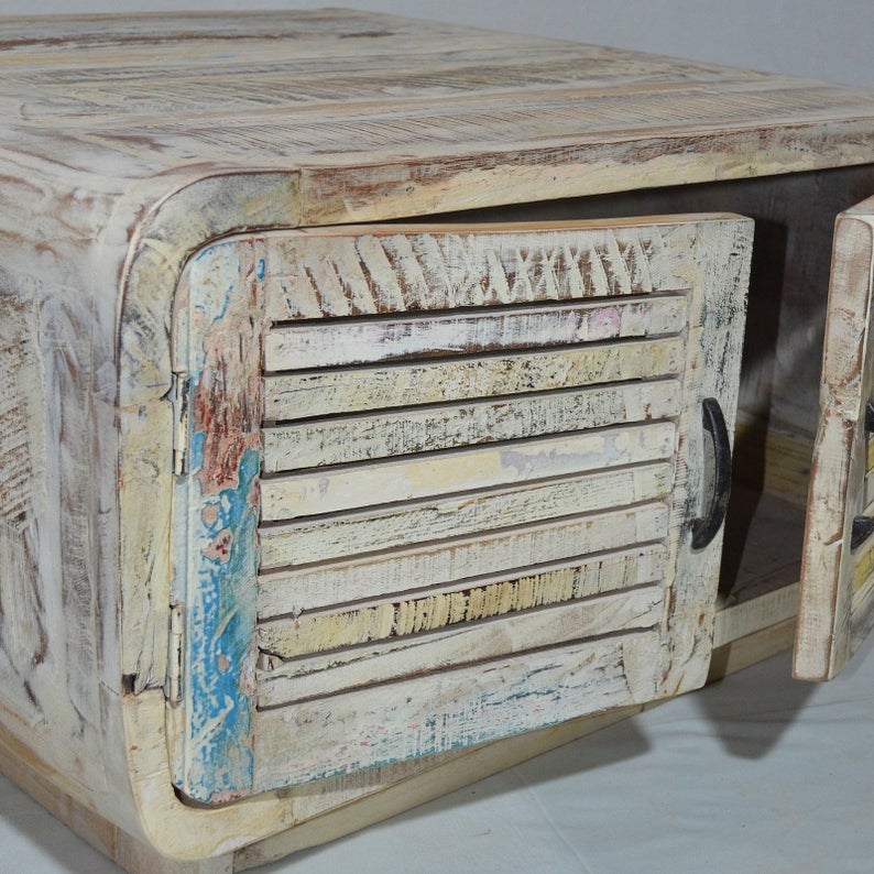 Salvage Reclaimed Timber Wooden 4 Doors Coffee Table / Center Table