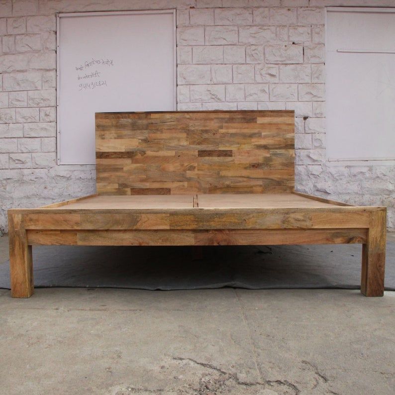 Chip Design Contemporary Boston Bed Mango Wood Frame