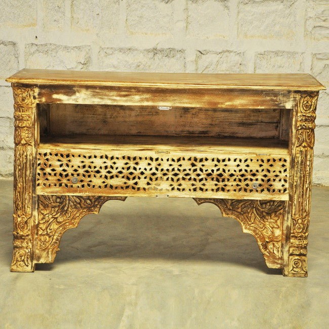 Mehrab Style Carved Hall Table with One Drawer