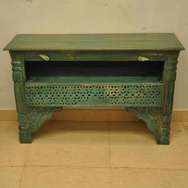 Mehrab Style Carved Hall Table with One Drawer
