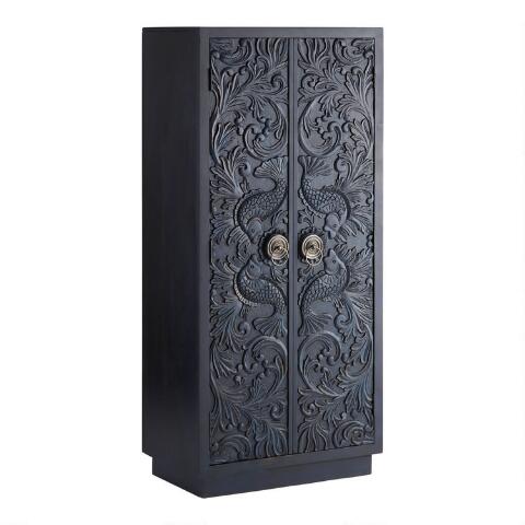 Manama Hand Carved Wood Fish Nairi Storage Cabinet