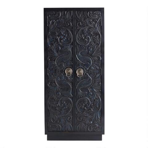 Manama Hand Carved Wood Fish Nairi Storage Cabinet