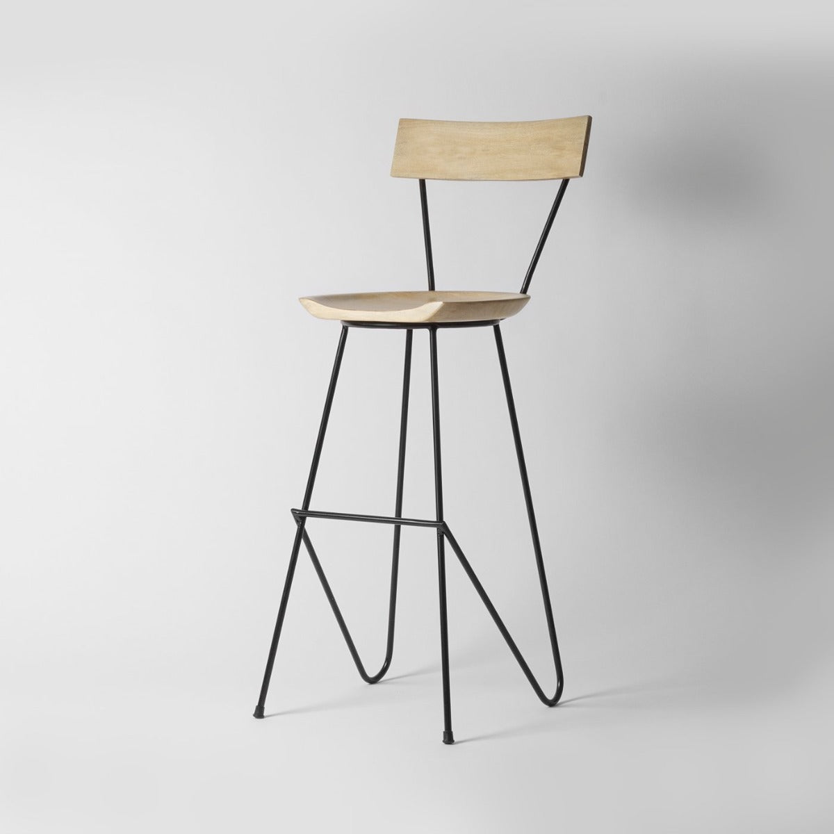 Albay Light Wood Bar Stool with Backrest, 72cm