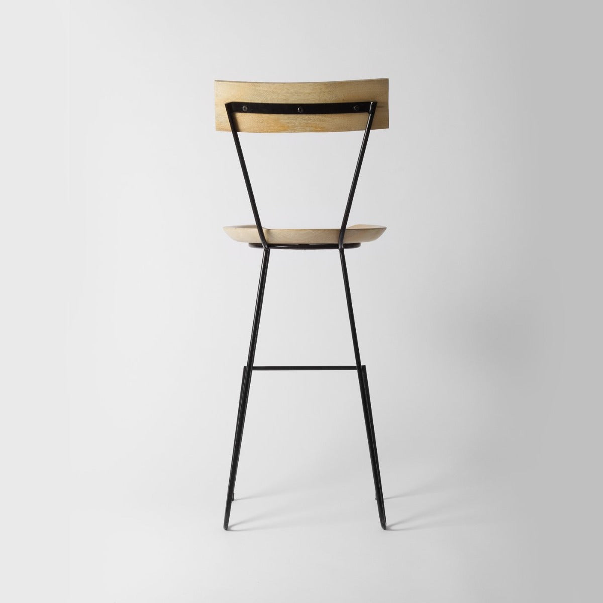 Albay Light Wood Bar Stool with Backrest, 72cm