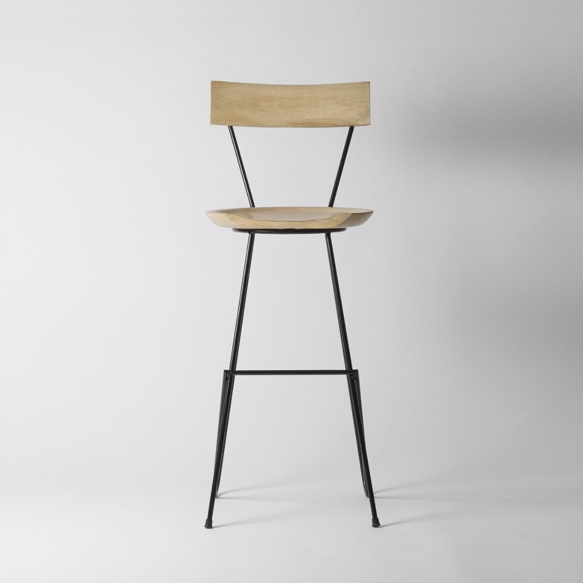 Albay Light Wood Bar Stool with Backrest, 72cm