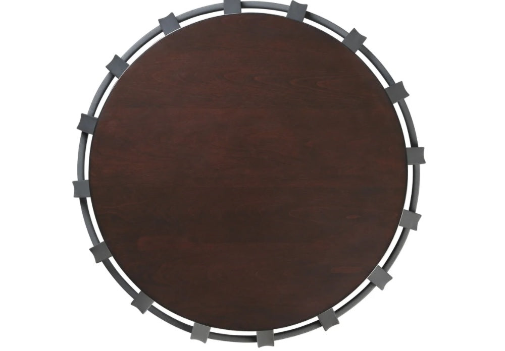INDANG Metal Frame Round Cage Slate Accent Coffee Table