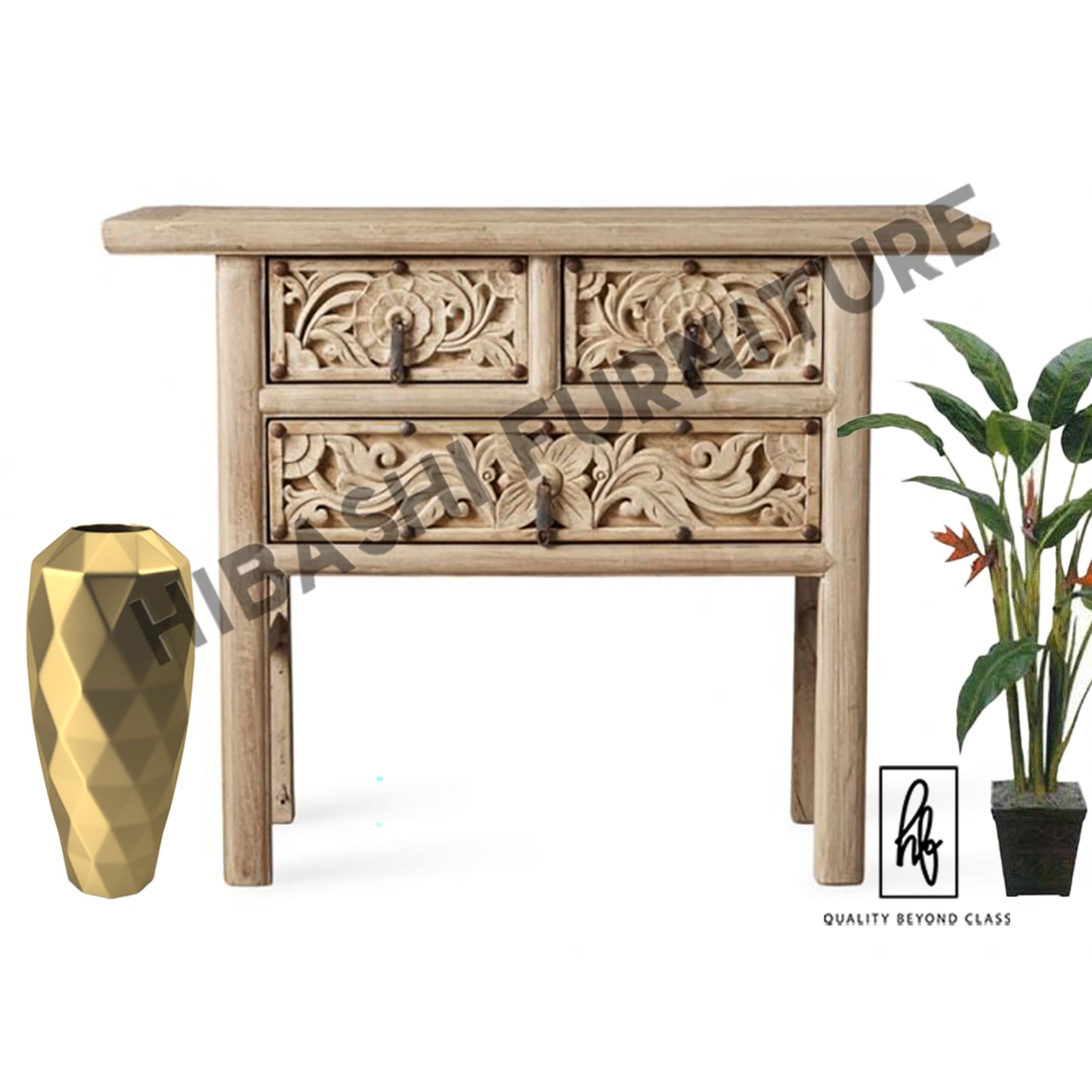 Rasruman Hand Carved Solid Wood Hall Table