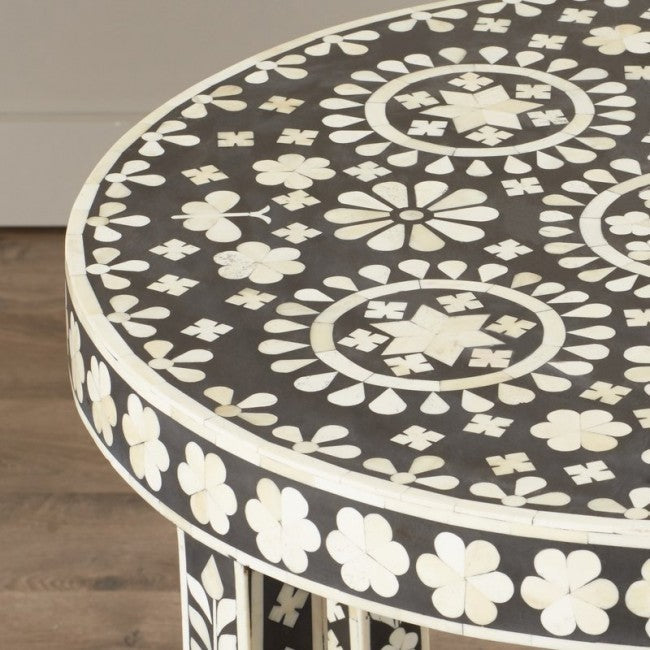 Small Bone Inlay Small Round Side Table/End Table Stool