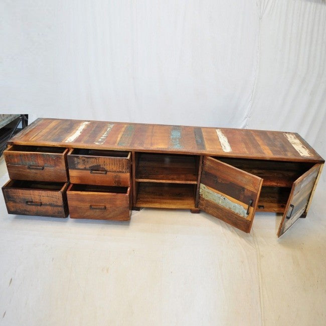 Nirvana Reclaimed Timber Wood TV Entertainment Unit/Stand 220cm