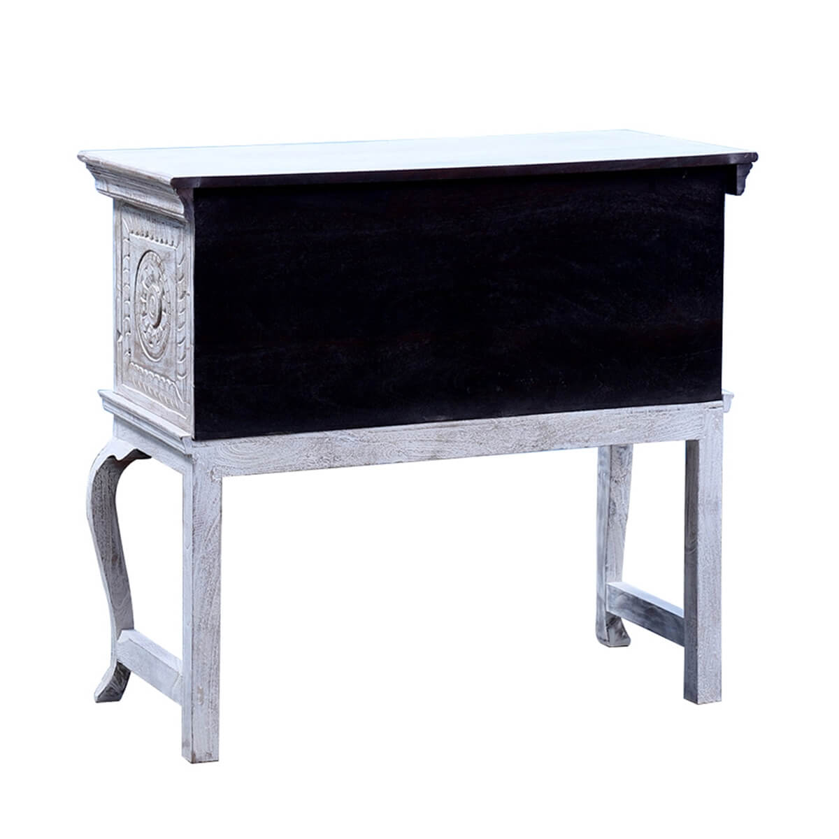 Classic Reclaimed Wood Traditional Hand Carved Antique Console Table