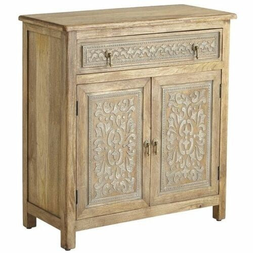 Burhama Hand Carved Solid Wood Sideboard Whitewash