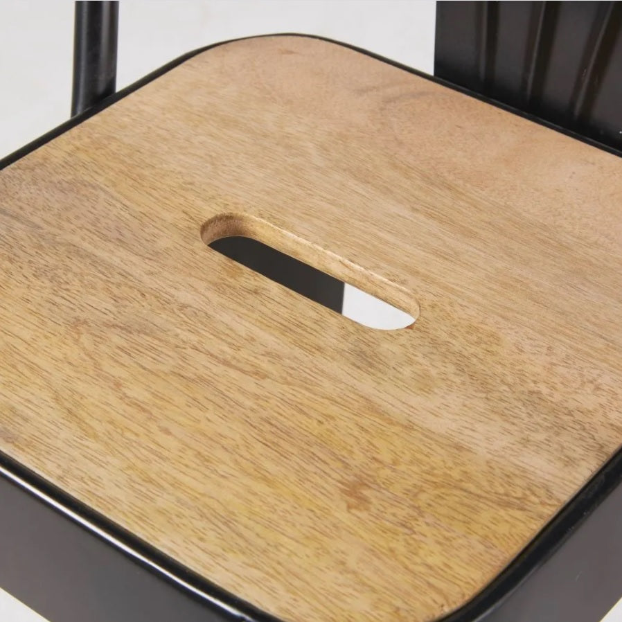 Apo Professional Black Metal and Mango Wood Bar Chair