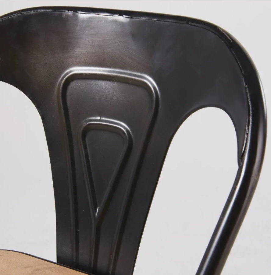 Apo Professional Black Metal and Mango Wood Bar Chair