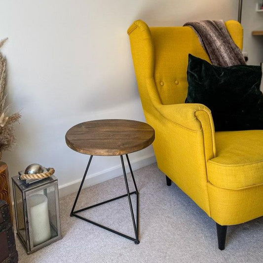 ERMITA Industrial Rustic Round Side Table