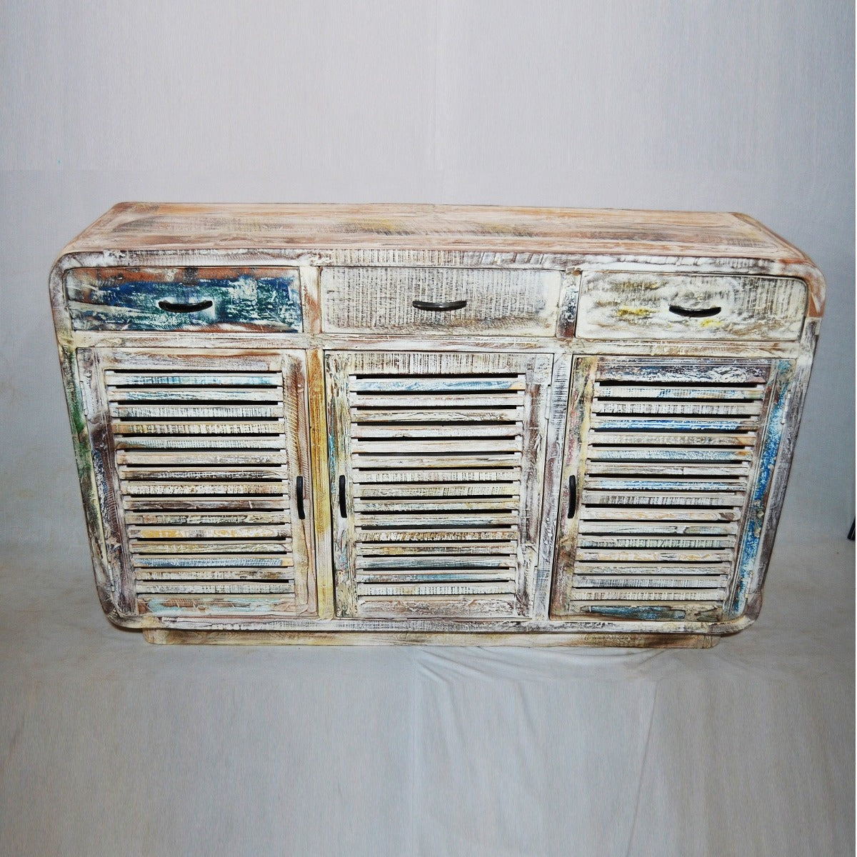 Slavage Timber Buffet Hutch Sideboard White Wash 140-40-90