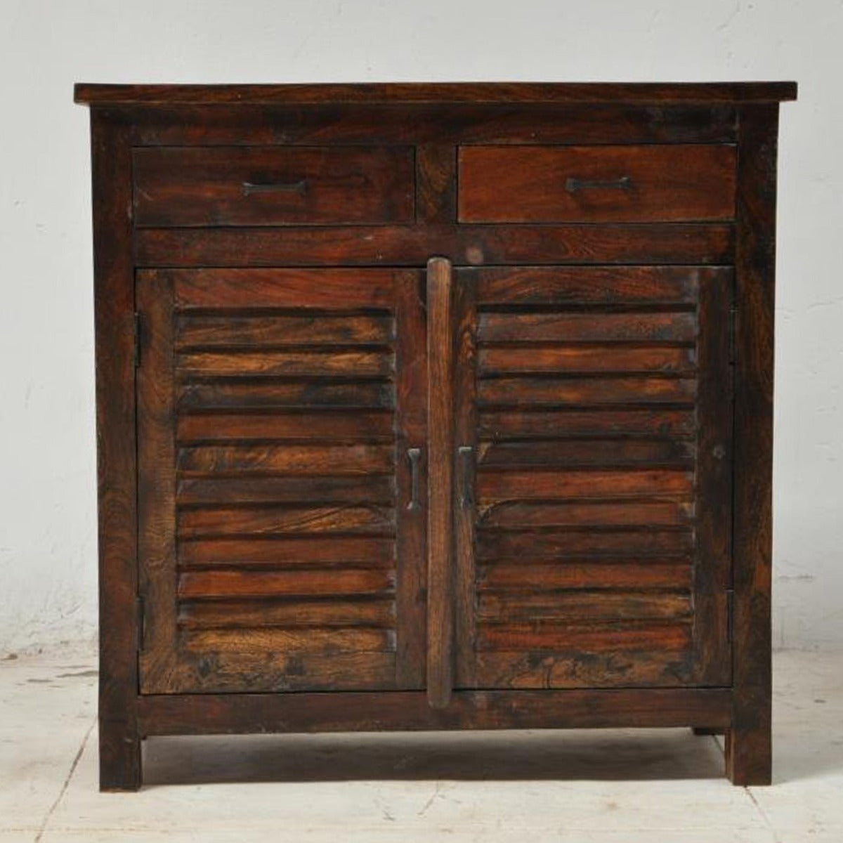 Shutter Sideboard Cabinet Of 2 Drawers Chocolate 110-100-40