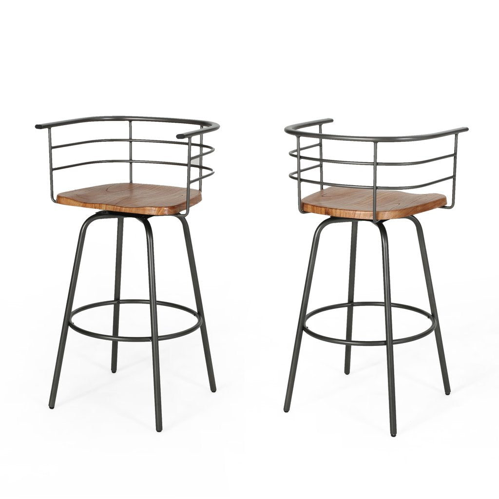 Bacolod Swivel Barstool with Rubberwood Seat