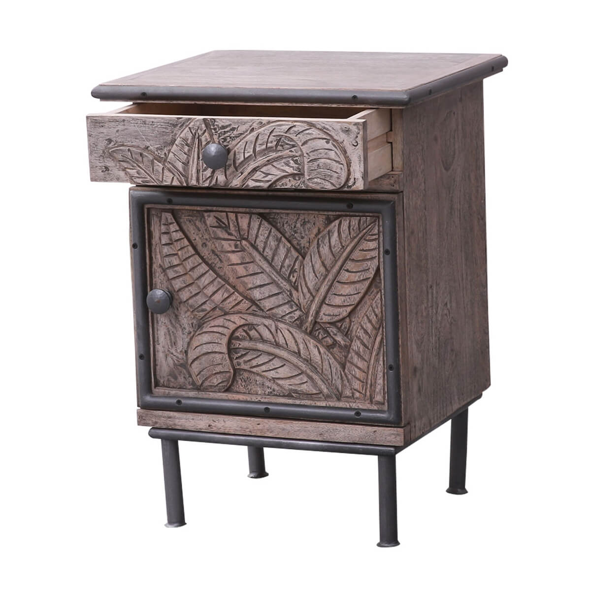 Tarquin Hand-Carved Solid Mango Wood Nightstand