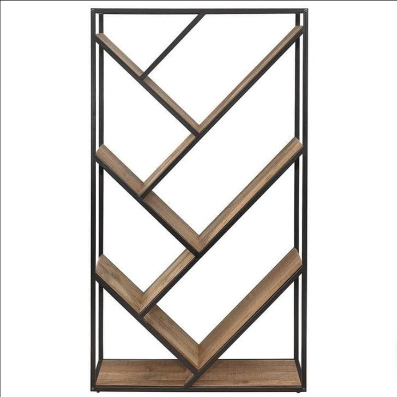 DONSOL Industrial Rustic Diagonal Bookcase