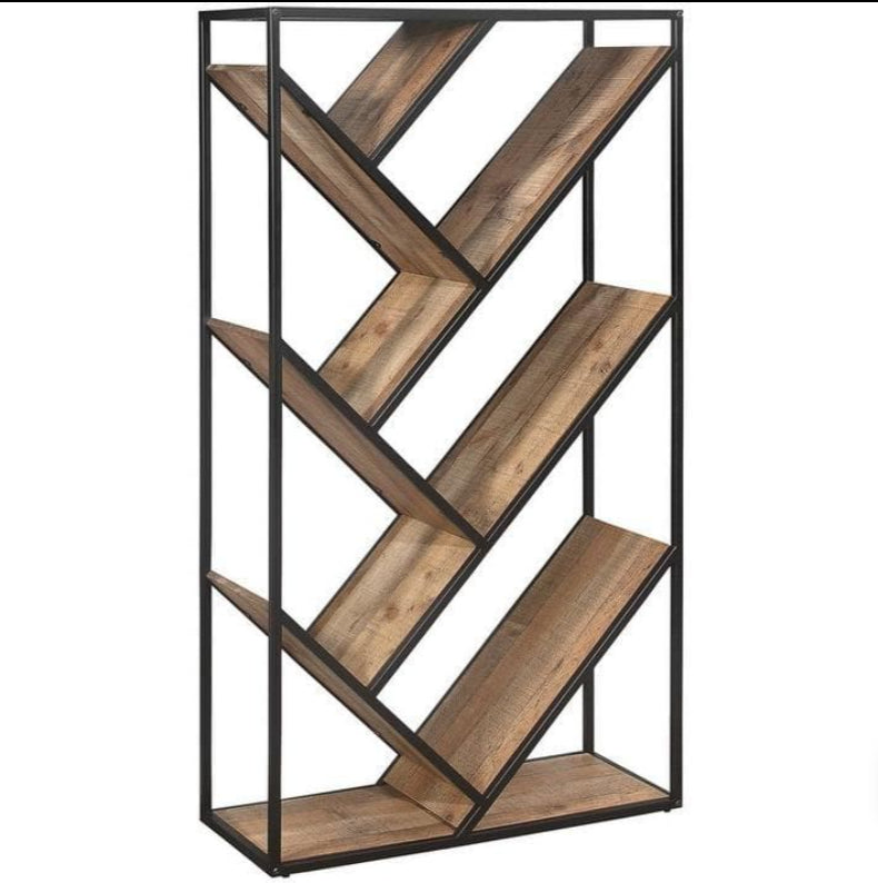 DONSOL Industrial Rustic Diagonal Bookcase