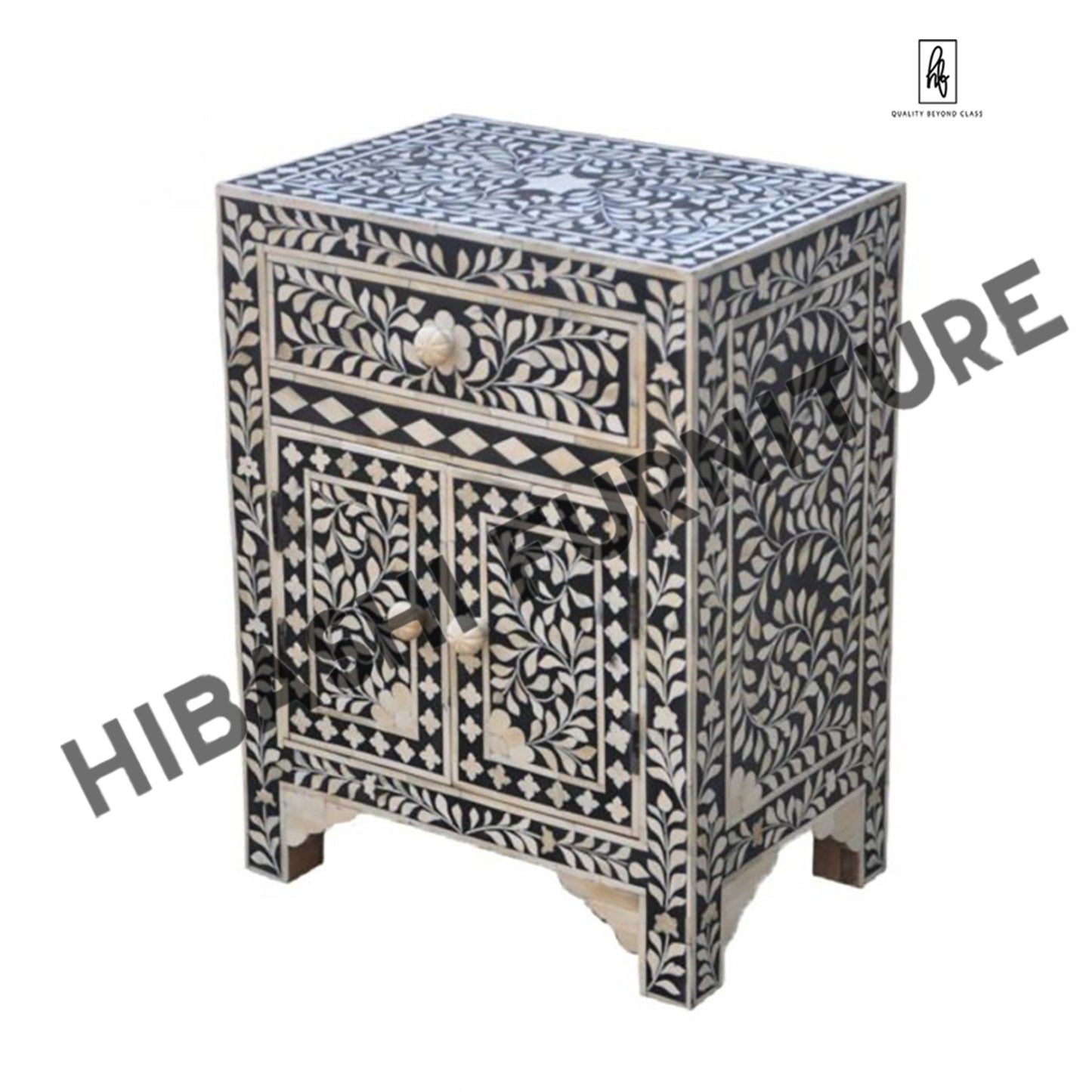 Fontana Infinity Bone inlay Bedside Table
