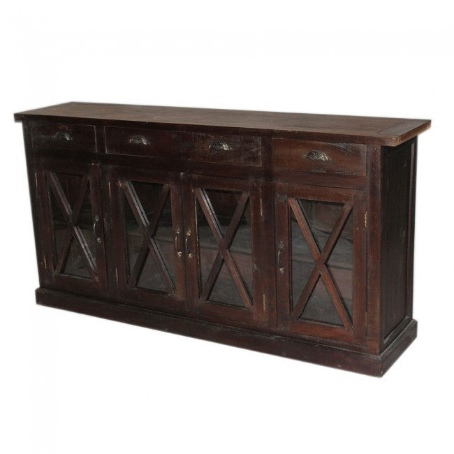 X Design Glass Door Sideboard Chocolate 200-40-100