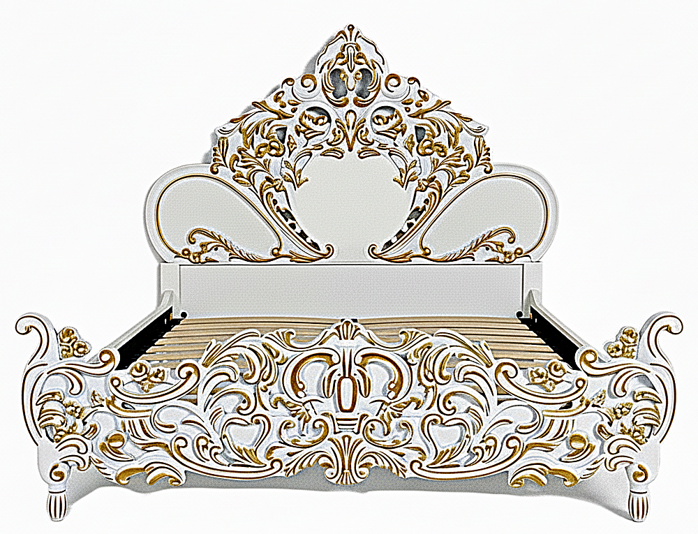 Royalty Solid Mango Wood Hand Carved Platform Platform Bed