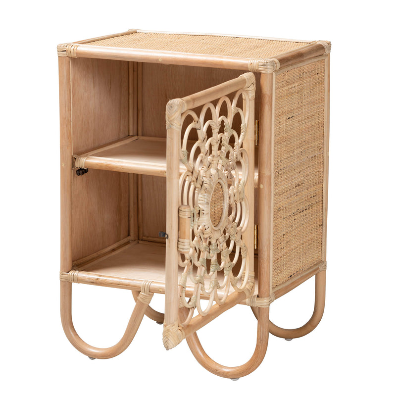 Calvin & Bay Modern Gipsy Natural Brown Rattan Nightstand/Bedside Table