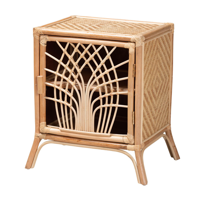 Calvin & Bay Natural Bohemian Rattan 1 Door Bedside / Nightstand