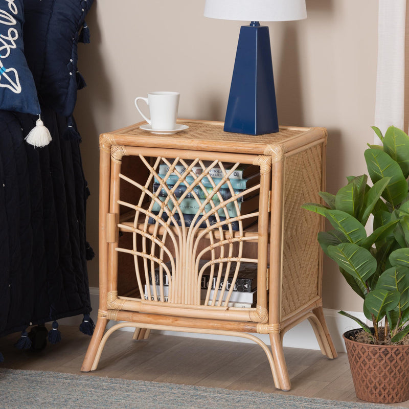 Calvin & Bay Natural Bohemian Rattan 1 Door Bedside / Nightstand