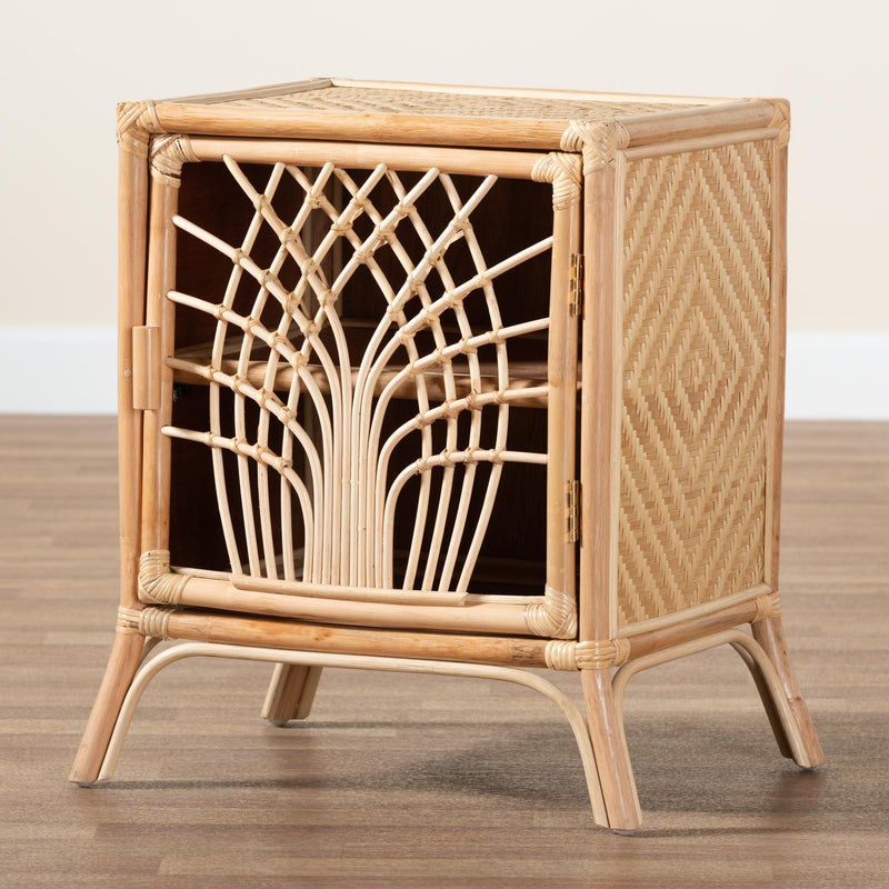 Calvin & Bay Natural Bohemian Rattan 1 Door Bedside / Nightstand