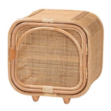 CALVIN & BAY BOHEMIAN NATURAL RATTAN WOOD NIGHTSTAND/ BEDSIDE TABLE