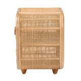 CALVIN & BAY BOHEMIAN NATURAL RATTAN WOOD NIGHTSTAND/ BEDSIDE TABLE