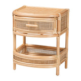 Calvin & Bay Natural Bohemian Rattan 1 Drawer with Open Shelf Bedside / Nightstand