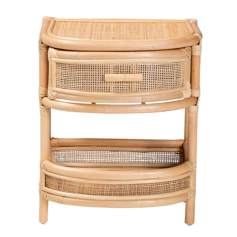 Calvin & Bay Natural Bohemian Rattan 1 Drawer with Open Shelf Bedside / Nightstand