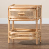 Calvin & Bay Natural Bohemian Rattan 1 Drawer with Open Shelf Bedside / Nightstand