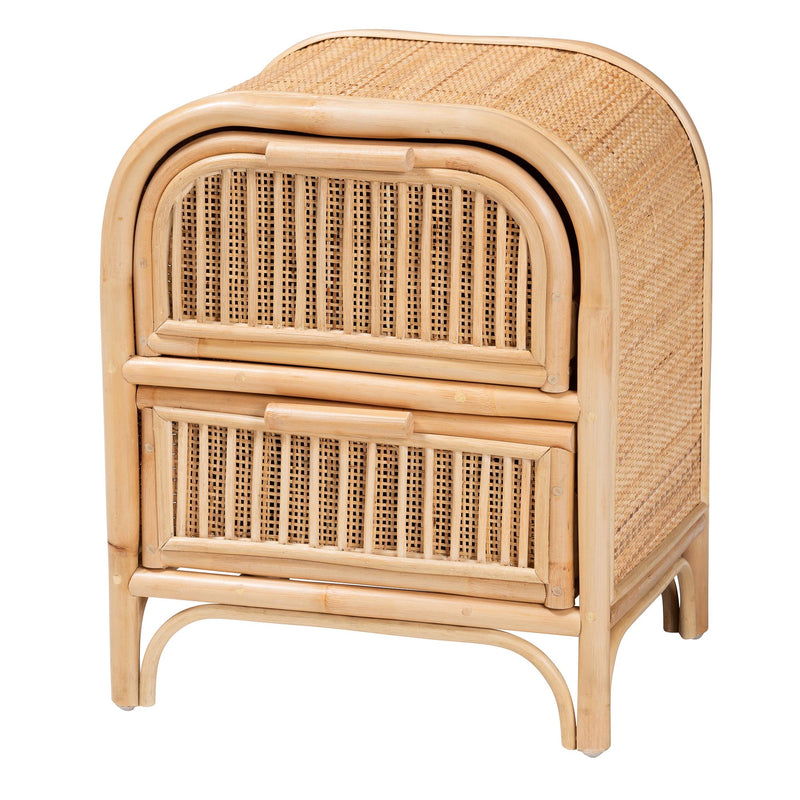 Calvin & Bay Natural Bohemian Rattan 2 Drawer Bedside / Nightstand