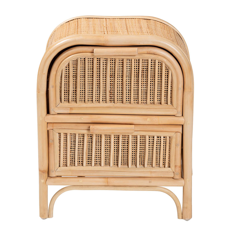 Calvin & Bay Natural Bohemian Rattan 2 Drawer Bedside / Nightstand