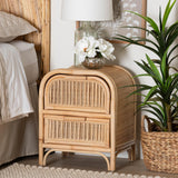 Calvin & Bay Natural Bohemian Rattan 2 Drawer Bedside / Nightstand