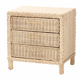 Calvin Bohemian Natural Rattan 1-drawer Bedside / Nightstand