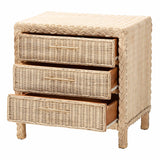 Calvin Bohemian Natural Rattan 1-drawer Bedside / Nightstand