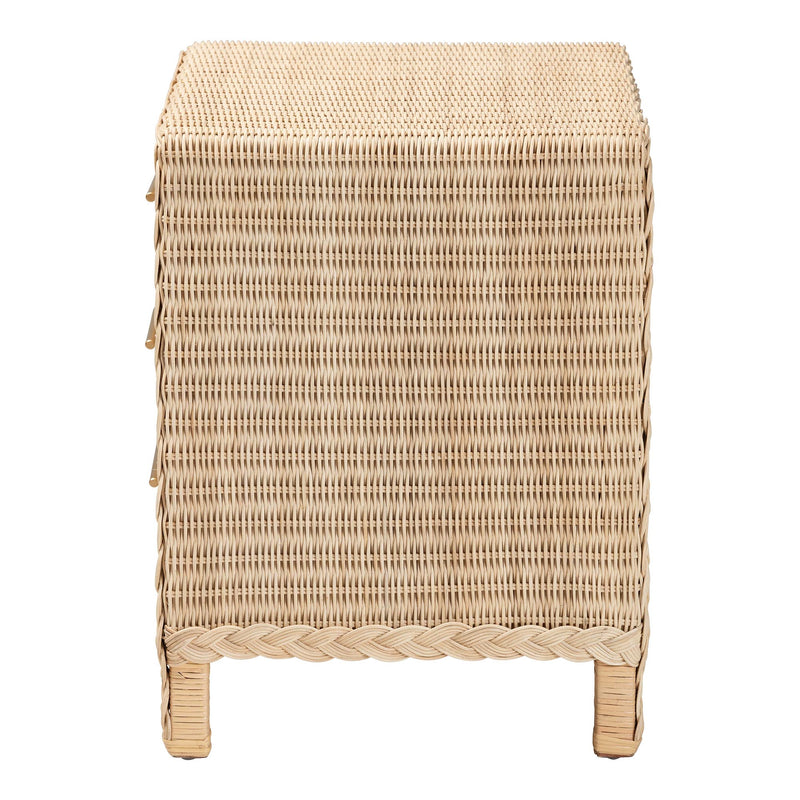 Calvin Bohemian Natural Rattan 1-drawer Bedside / Nightstand