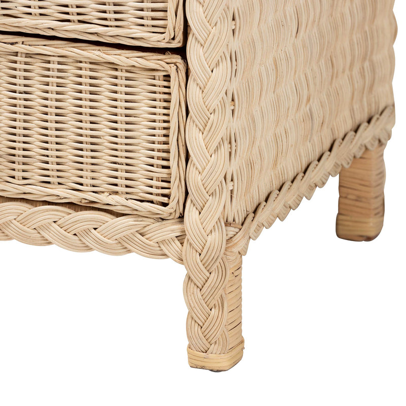 Calvin Bohemian Natural Rattan 1-drawer Bedside / Nightstand