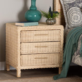 Calvin Bohemian Natural Rattan 1-drawer Bedside / Nightstand