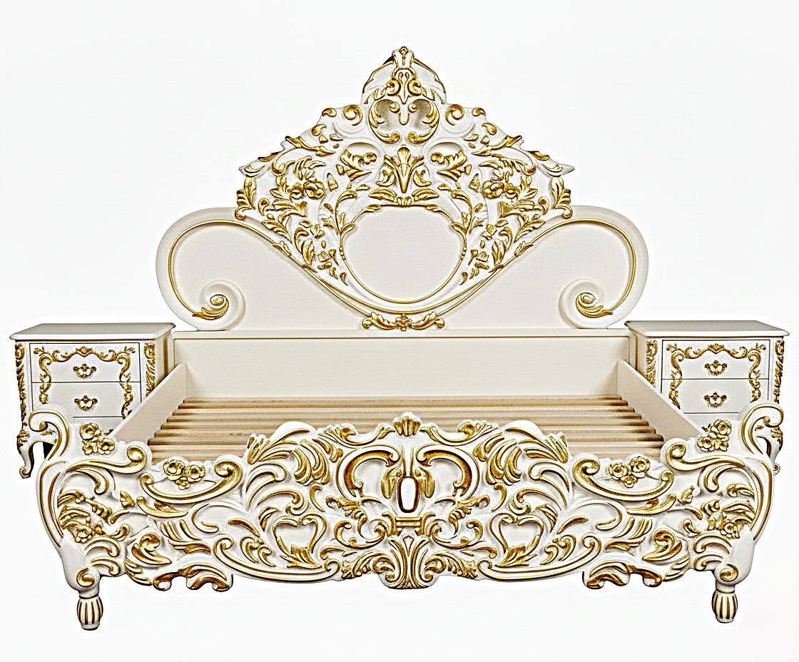 Royalty Solid Mango Wood Hand Carved Platform Platform Bed